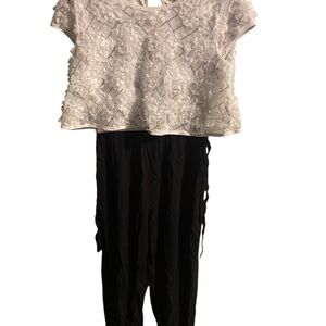 Wonder Nation White Floral Top with Black Jumpsuit